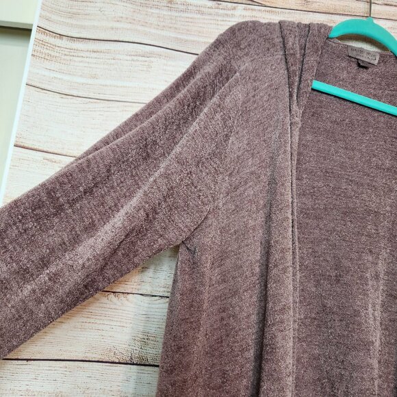 Barefoot Dreams Hooded Cardigan Size XL CozyChic Ultra Lite Purple Plum Color - Picture 3 of 15